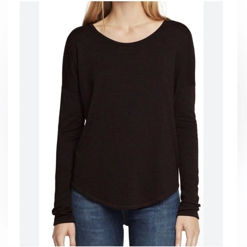 Rag and Bone Jean Black Scoop Neck Long Sleeve Knit T-Shirt Size Medium